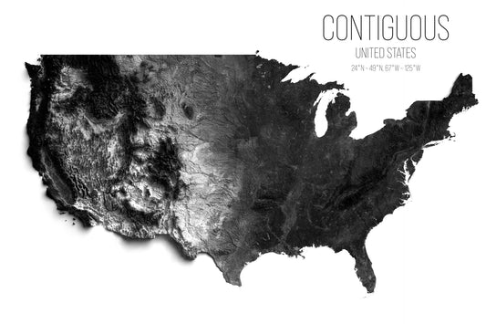 Contiguous United States | 2D Black & White